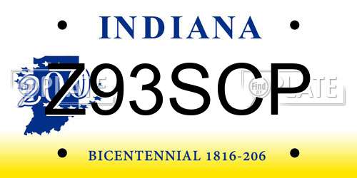 Z93SCP Indiana License Plate