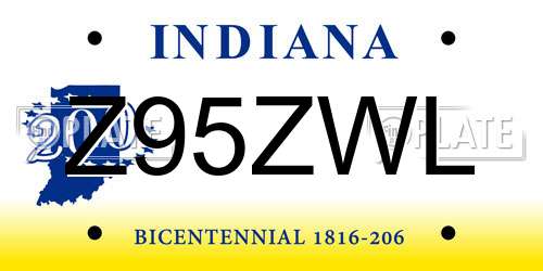 Z95ZWL Indiana License Plate