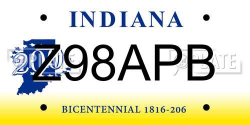 Z98APB Indiana License Plate