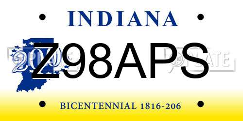 Z98APS Indiana License Plate