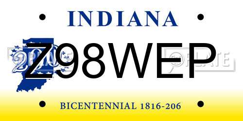 Z98WEP Indiana License Plate