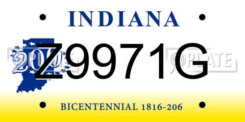 Z9971G Indiana License Plate