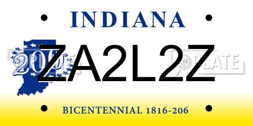 ZA2L2Z Indiana License Plate