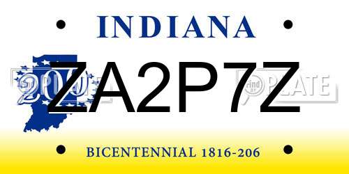 ZA2P7Z Indiana License Plate