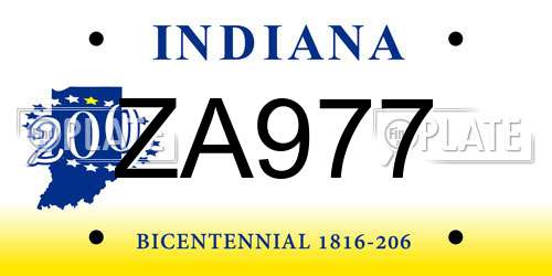 ZA977 Indiana License Plate