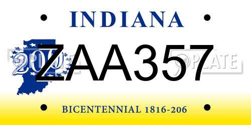 ZAA357 Indiana License Plate