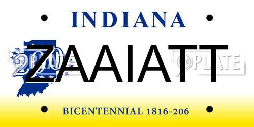 ZAAIATT Indiana License Plate