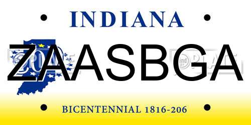 ZAASBGA Indiana License Plate