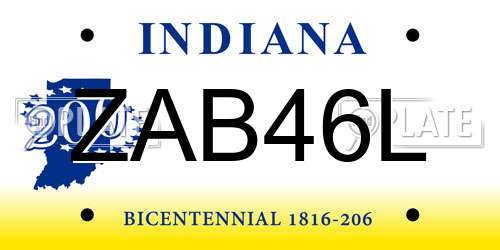 ZAB46L Indiana License Plate