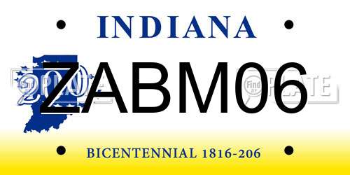 ZABM06 Indiana License Plate