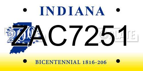 ZAC7251 Indiana License Plate