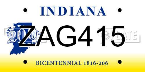ZAG415 Indiana License Plate