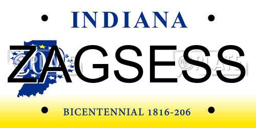 ZAGSESS Indiana License Plate