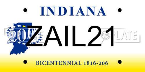 ZAIL21 Indiana License Plate