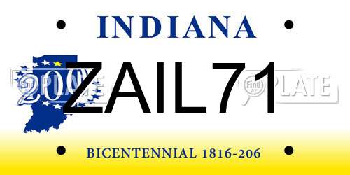 ZAIL71 Indiana License Plate