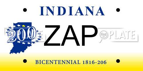 ZAP Indiana License Plate