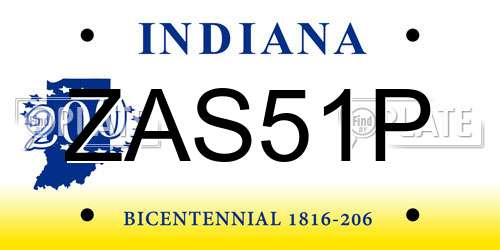 ZAS51P Indiana License Plate