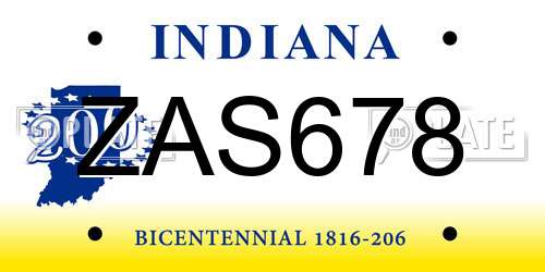 ZAS678 Indiana License Plate