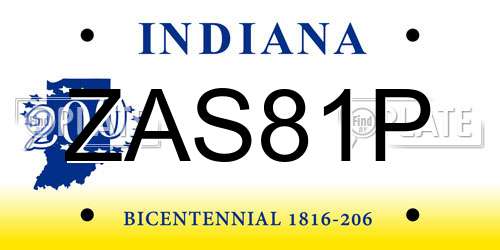 ZAS81P Indiana License Plate