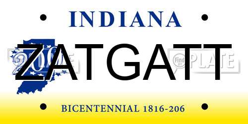ZATGATT Indiana License Plate