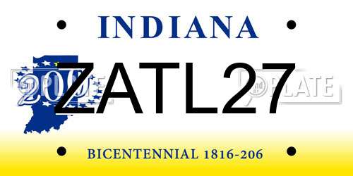 ZATL27 Indiana License Plate