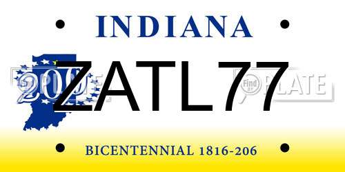 ZATL77 Indiana License Plate