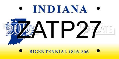 ZATP27 Indiana License Plate