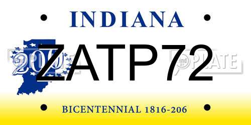 ZATP72 Indiana License Plate