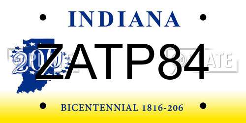 ZATP84 Indiana License Plate