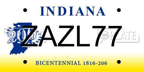 ZAZL77 Indiana License Plate
