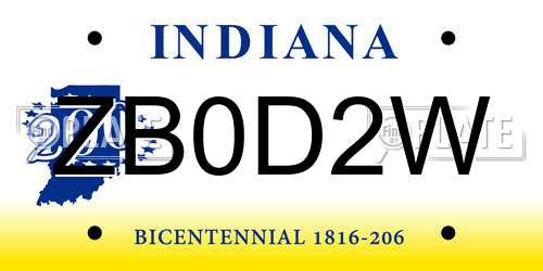 ZB0D2W Indiana License Plate