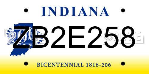 ZB2E258 Indiana License Plate