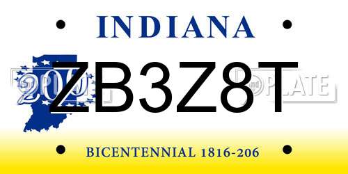 ZB3Z8T Indiana License Plate