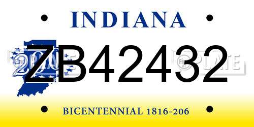 ZB42432 Indiana License Plate