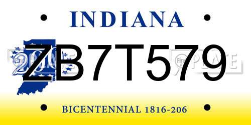 ZB7T579 Indiana License Plate