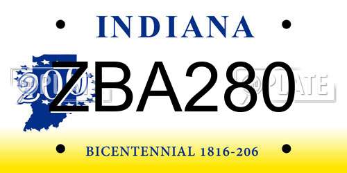 ZBA280 Indiana License Plate