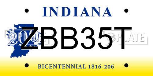 ZBB35T Indiana License Plate