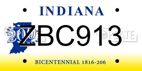 ZBC913 Indiana License Plate
