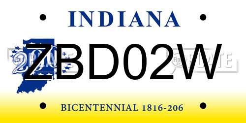 ZBD02W Indiana License Plate