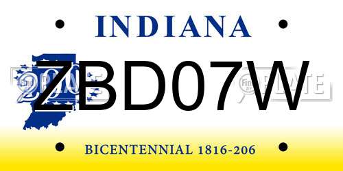 ZBD07W Indiana License Plate