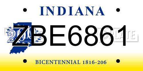 ZBE6861 Indiana License Plate