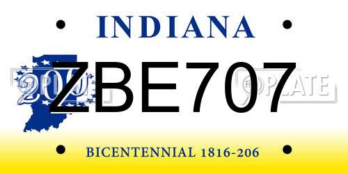 ZBE707 Indiana License Plate