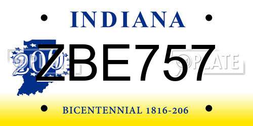 ZBE757 Indiana License Plate