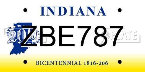 ZBE787 Indiana License Plate