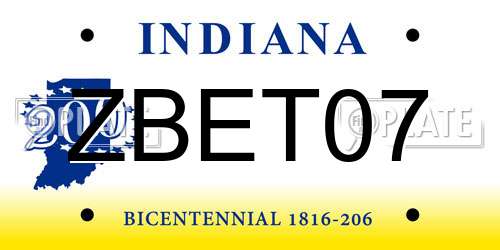 ZBET07 Indiana License Plate