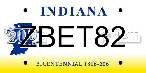 ZBET82 Indiana License Plate