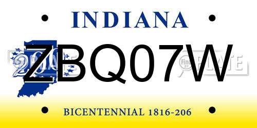 ZBQ07W Indiana License Plate