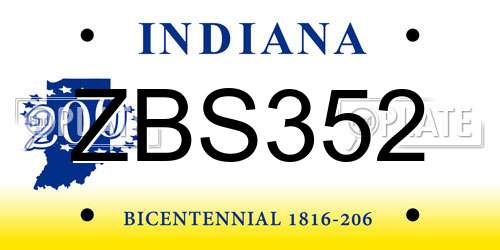 ZBS352 Indiana License Plate