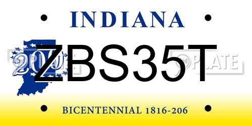 ZBS35T Indiana License Plate
