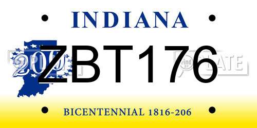ZBT176 Indiana License Plate